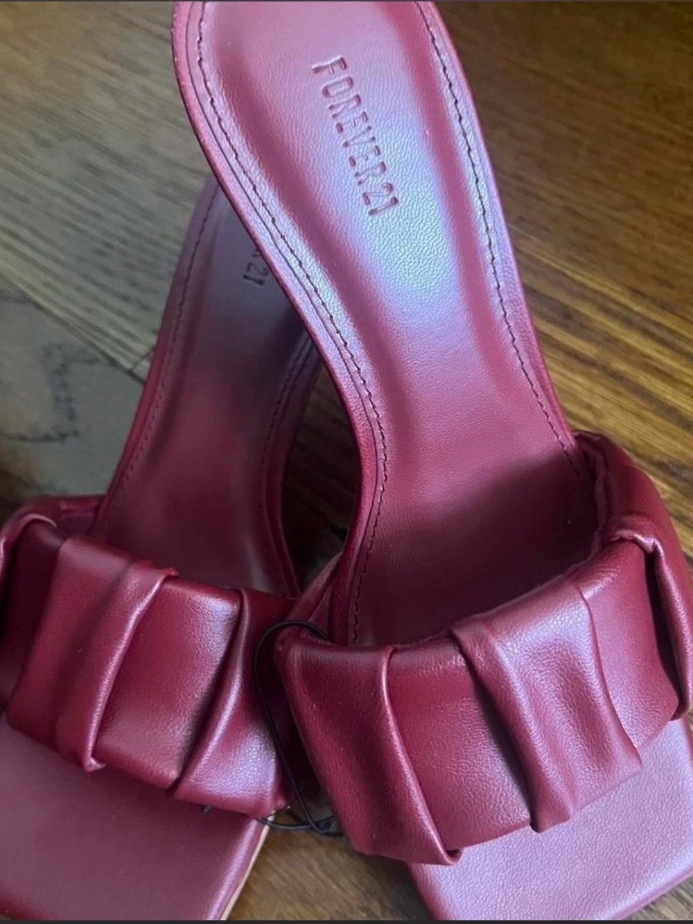 Forever 21 Wine Red Ruched Slide Mules